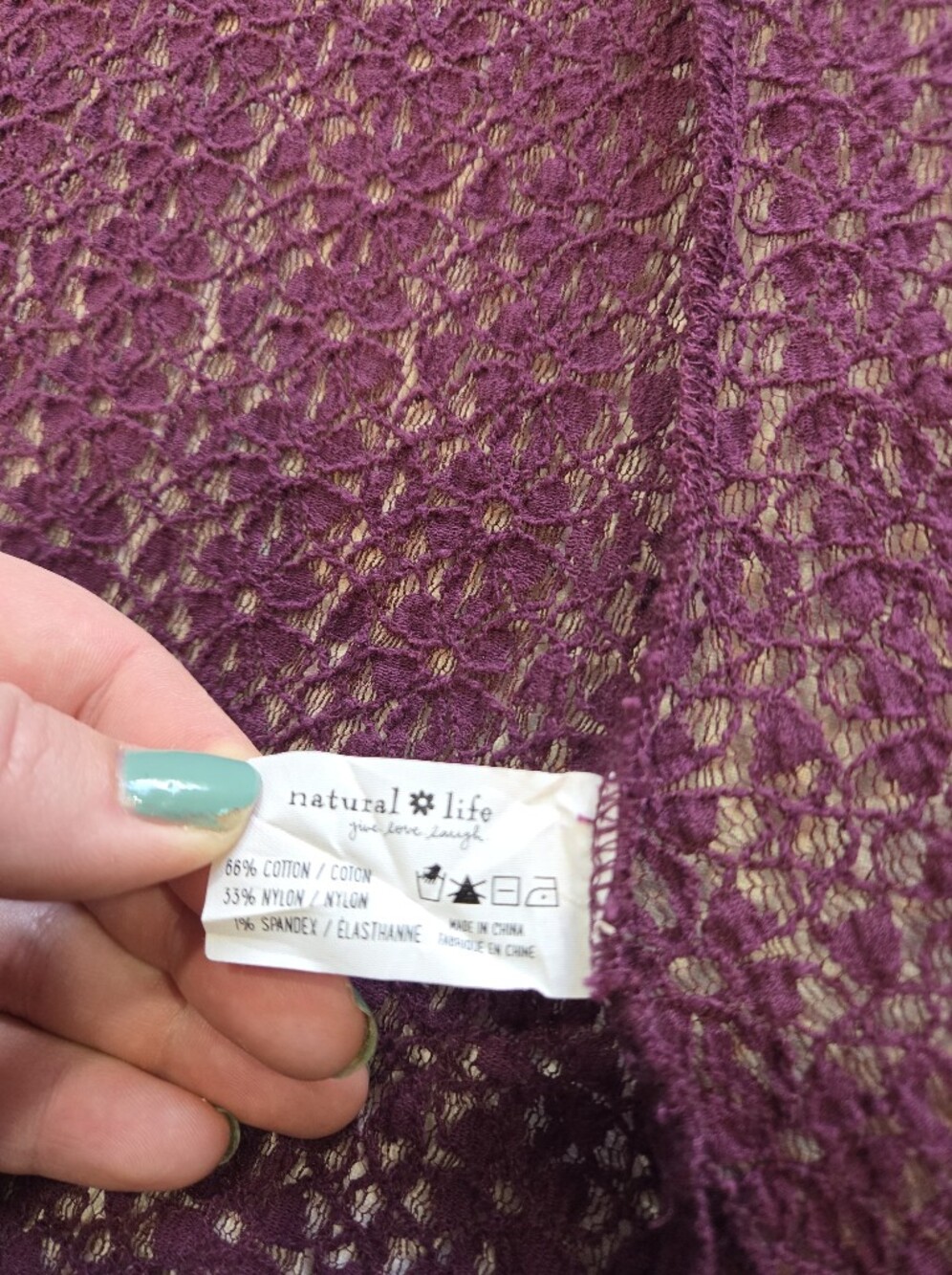 Natural Life Carina All Lace Top Eggplant Purple Button Up Blouse Size Large - Picture 8 of 13